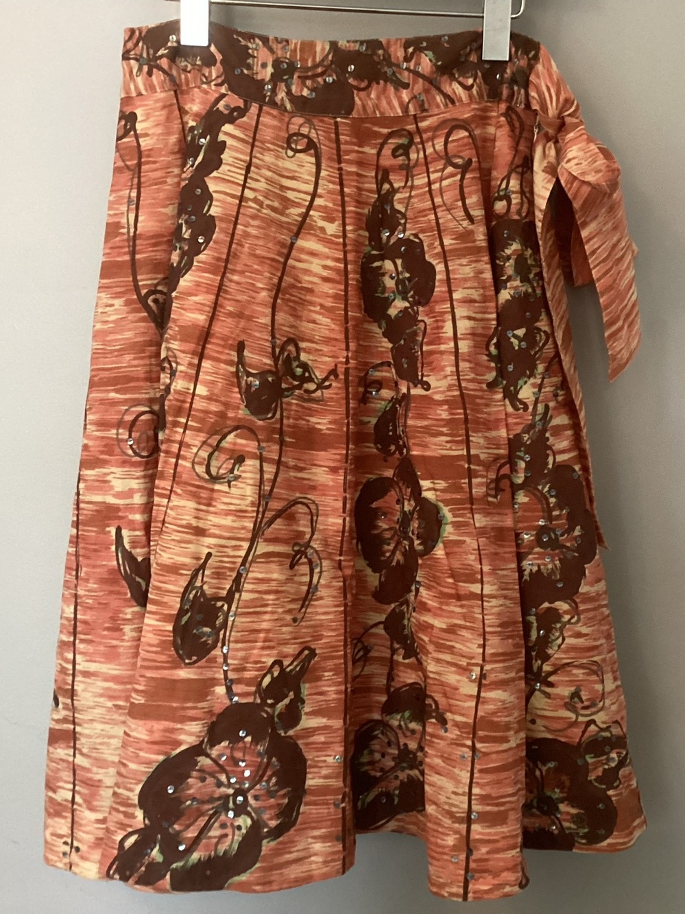 Anthropologie Odille Floral Tie-Waist Skirt